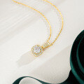 14K Gold Plated 925 Sterling Silver Square Moissanite Pendant Necklace for Women-0-0