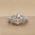 925 Silver Custom Princess-Cut Moissanite Flash Ring for Women-0-0