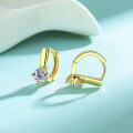 925 Sterling Silver D-Shaped Moissanite Earrings, Cross-Border Small Design Ear Clips, Zircon Ear Hoops-0-1