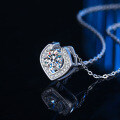 Sterling Silver Full Pavé Moissanite Heart Pendant Necklace-0-0