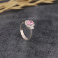 wholesale S925 Sterling Silver Pink Deer Light Luxury Exquisite Cherry Blossom Pink Ring for Women with Pink Zirconia, Cross-Border Finger Elegant Accessory-0-1
