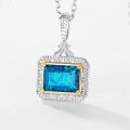 wholesale S925 Sterling Silver Japanese Fashion Minimalist Synthetic Blue Opal Pendant Collarbone Chain Women's Wholesale-0-3
