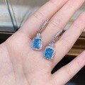 wholesale S925 Sterling Silver Aquamarine Earrings Square Full Diamond Ear Jewelry, Ins Style Simple and Versatile Non-Fading Ear Studs Wholesale-0-4