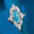 wholesale 925 Silver Zhuo Zhifan Jewelry New 4ct Pear Drop 8*12 Aquamarine High-Carbon Diamond Ring-0-0