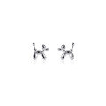 wholesale Sterling silver balloon dog earrings women Korean style shiny beads cute cartoon puppy sweet accessories G7966-0-4