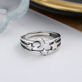 wholesale S925 Sterling Silver Minimalist Creative Trendy Star Moon Ring Ins Forest Style Index Finger Ring for Women-0-1