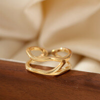 wholesale 925 Sterling Silver Light Luxury Niche Design Line Ring for Women,-xb507 copper plated gold color opening adjustable