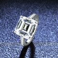 S925 Silver 5ct Moissanite Women's Ring, Elaborate Square Zuma Green Prong Setting-0-2