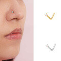 wholesale 925 Sterling Silver Opal Nose Ring With L-shape For Women-0-1