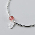 wholesale S925 Silver Fresh Sweet Ins Style Niche Design Strawberry Quartz Broken Silver Character Tag Bracelet S7246-0-4