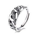 wholesale S925 Sterling Silver Punk Street Style Trendy Open Circle Ring with Unique Design-0-4