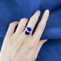 wholesale Metal material first, Mu Jing Jewelry live same export new style ring teardrop 3ct blue spinel 8*12 open ring-0-3