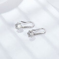 wholesale Sterling Silver Genuine D Color Moissanite Snowflake Ear Hooks with Six-Prong Diamond Setting, Ultra Sparkly Long Drop Earrings for Gift-0-3
