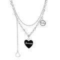 wholesale S925 Sterling Silver Retro Vintage Resin Heart English Pendant Double-Layer Link Punk Style Necklace-0-4