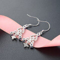 wholesale S925 Sterling Silver Diamond-Inlaid Earrings, Unique and Fashionable Korean Style, Minimalist Design, Zircon Long Drop Earrings for Women-0-2