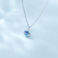 wholesale S925 Sterling Silver Korean Fashion Sweet Diamond-Inlaid Blue Universe Necklace Planet Pendant Collarbone Chain D7113-0-2