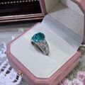 S925 Silver Vintage 6-Carat Pigeon Egg Ring in Paraíba Color-0-1
