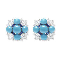 wholesale Gold-plated 925 Silver Earrings with High-Carbon Diamonds, Haorui Jewelry High Jewelry Blue Turquoise, Unique, Minimalist, Niche, Versatile Women's Ear Drops-High porcelain blue 925 silver