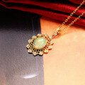 wholesale 10K Gold ArtLi New Jewelry Vintage Royal Style Natural Opal with Lace Edge Elegant Necklace-0-2