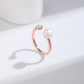 wholesale Metal material minimalist fresh water pearl ring for women, openable adjustable zircon ring,-0-3