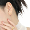 wholesale S925 Sterling Silver 1208 Geometric Pearl Earrings Women Minimalist Style Small and Fresh Individuality Ins Aesthetic Versatile C-shaped Silver Ear Accessories-0-3