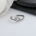 wholesale S925 Sterling Silver Vintage Triple-Layer Cross Lucky Flexible Ring, Ins Korean-Japanese Style Versatile Stacking Ring-0-2