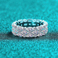 S925 Sterling Silver Full Moissanite Women's Rectangular Rule-Set Ring-0-4