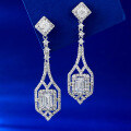 wholesale S925 silver new jewelry 1ct white zircon green diamond earrings women cross-border wish hot selling-0-0