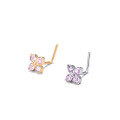 wholesale 925 Sterling Silver Zirconia Four-Leaf Clover L-Shaped Nose Stud Piercing Jewelry Qingdao Wholesale-0-4