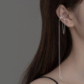 wholesale S925 Sterling Silver Clip-on Tassel Cross Chain Long Drop Earrings for Women Without Piercings M00623-0-3