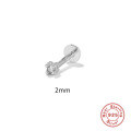 wholesale S925 Sterling Silver Ins Simple Four-Prong Diamond Studded Flat Head Threaded Cartilage Ear Piercing-0-8