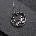 wholesale 925 Silver Chinese Zodiac Dog Pendant with Natural Gemstone, Designer Chinese Style Necklace-0-3