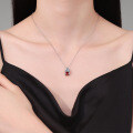 S925 Sterling Silver Cross-Border Cultured Emerald Moissanite Ruby Necklace-0-2