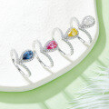 wholesale S925 silver fashion crown teardrop V-shaped ring with 1ct colored moissanite for cross-border live streaming wholesale in Europe and America-0-2