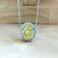 wholesale S925 sterling silver high-end ice-cut oval diamond pendant with a luxurious and romantic yellow-pink necklace, factory direct-0-3