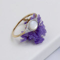 wholesale [925 Silver Gold Plated] Fashion Minimalist Electroplated Two-Tone Ring with Natural White Mother-of-Pearl Factory Supply Wholesale-0-3