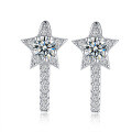 925 Sterling Silver Hip Hop American Moissanite Earrings D Color Unisex-0-3