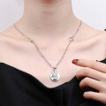 wholesale S925 Sterling Silver Korean-style Unique Small Round Bead Link Chain with Playful Rabbit Pattern Pendant Necklace for Women-0-2