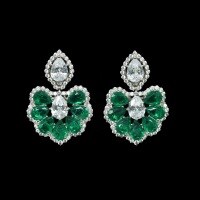 wholesale Metal: 925 Silver Gold Plated, High Carbon Diamond Muzo Green Teardrop Floral High-End Jewelry Versatile Women's Earrings-Muzo Green 925 Silver