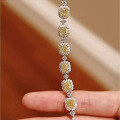 wholesale Sterling Silver Zhuo Zhifan Jewelry New 6*6 Yellow Diamond White Diamond High Carbon Diamond Small Fashion Design Sense Bracelet for Women-0-2
