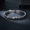 wholesale 925 Silver Hip Hop Style Classic Four-Prong 30-Point 50-Point 1-Carat Full Circle Black Moissanite Tennis Bracelet with Diamond Tester-0-1