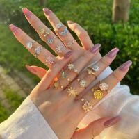 wholesale S925 Sterling Silver Flower Diamond-Inlaid Rotatable and Adjustable Opening Series Fashion Women's Ring-DY120857-SG-WH>Adjustable opening