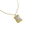 wholesale S925 Sterling Silver XL026 Korean Style INS Minimalist Geometric Square Zircon Necklace for Women, Unique and Chic Silver Chain-0-4