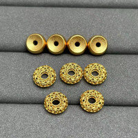 wholesale Gold-plated S925 ancient silver openwork auspicious cloud pig intestine spacer bead run ring for DIY crystal collectibles accessories-Auspicious cloud separated by a bead