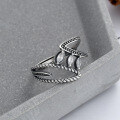 wholesale S925 silver retro elegant lady-style creative leaf hollow-out diamond-encrusted multi-layer open ring for women-0-1