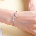 wholesale S925 Sterling Silver Four-Leaf Clover Bracelet for Women, Korean Style Minimalist Small Unique Design Silver Bangle, Personalized Fashion Versatile Wrist Accessory-0-3