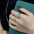 wholesale S925 Sterling Silver European and American Minimalist Design Luxury Retro Hong Kong Style Chain Open Ring Unisex-0-3