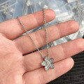 wholesale Silver jewelry, delicate flower necklace for women, luxury niche design, ins high-end full diamond collarbone chain-0-0