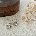 wholesale 999 Silver Flower Jumping Hook Earrings Fashionable Luxury Diamond-Inlaid High-End Student Earrings Versatile Trendy-0-4