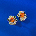wholesale 925 Silver Gold Plated Live Xiaohongshu Style 50-Piece Medium Vintage Fanta Orange Ear Studs Simple Fashion Versatile Hot Sale-0-2